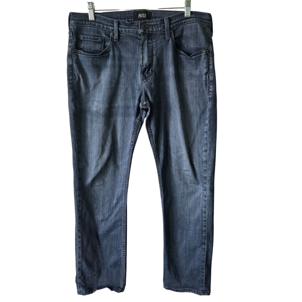 PAIGE Federal Slim Straight Jeans Mens 33 Dark Wash Stretch USA Premium Denim